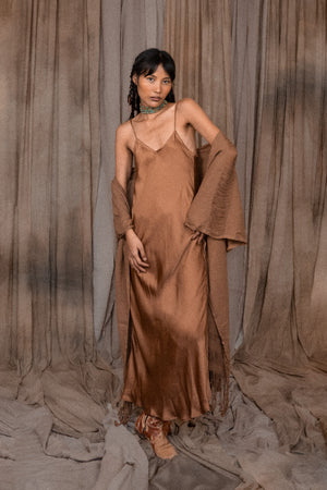 Rose Slip Dress - Tobacco