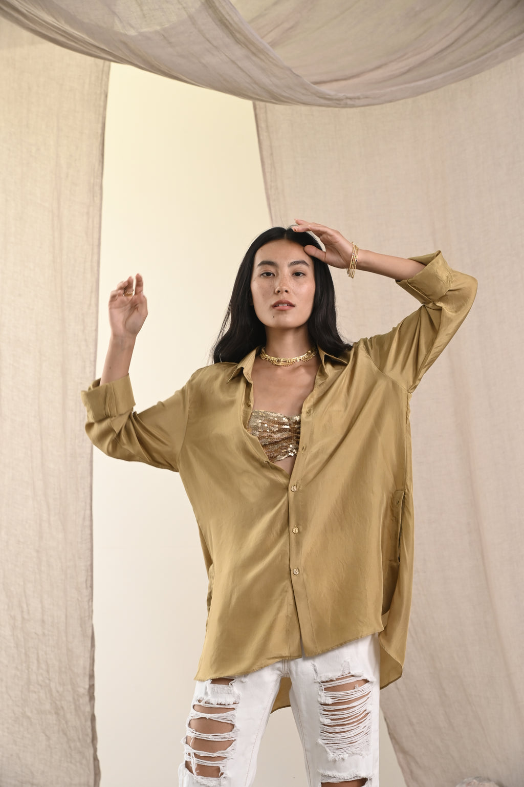 Habutai Shirt | Dark Gold