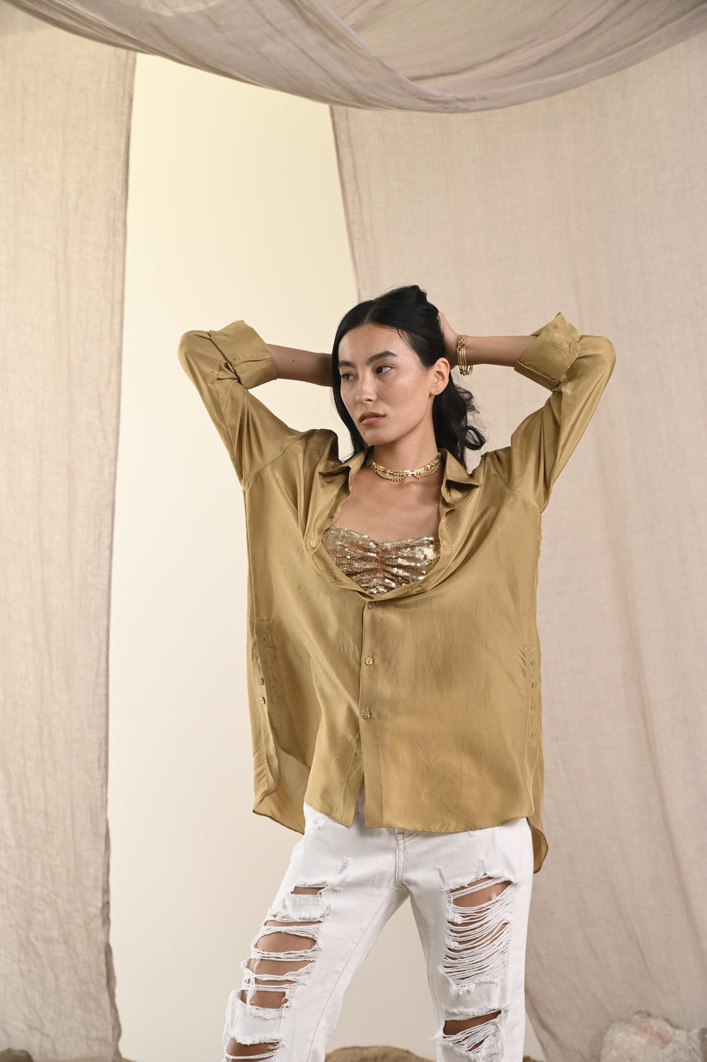 Habutai Shirt | Dark Gold