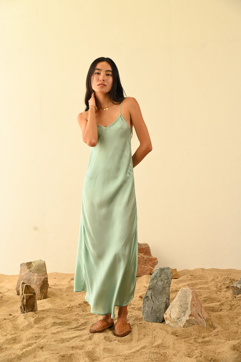 Rose Slip Dress | Aquamarine
