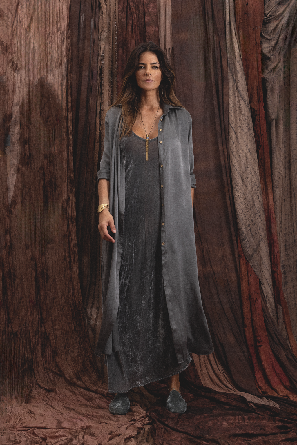 Sandwashed Satin Kurta – Indigo