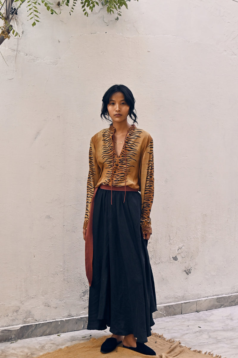 100% Habutai Silk Oleander Skirt from Savannah Collection by the White Raven Women Clothing