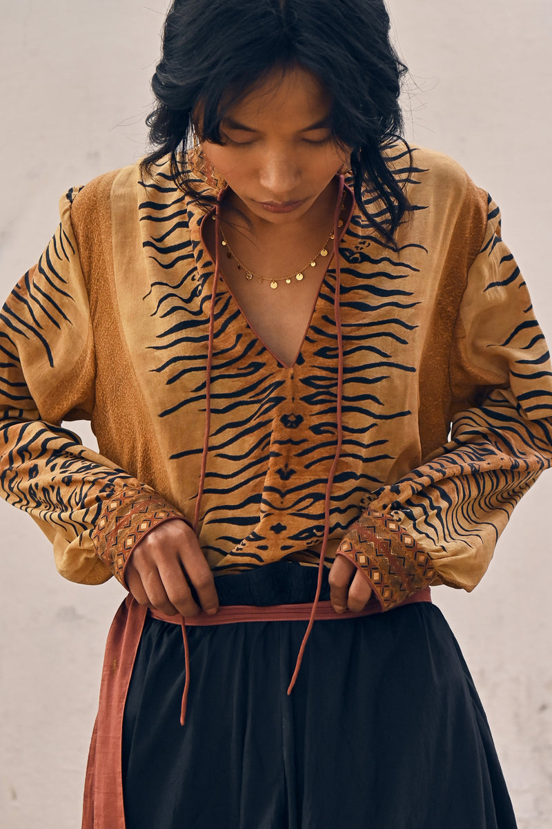 100% Habutai Silk Oleander Skirt from Savannah Collection by the White Raven Women Clothing