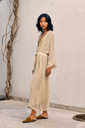 Hand loomed Raw Silk Gauze Kimono Savannah Collection by The White Raven