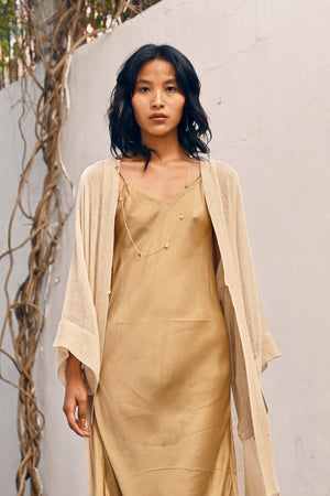Hand loomed Raw Silk Gauze Kimono Savannah Collection by The White Raven