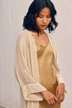 Hand loomed Raw Silk Gauze Kimono Savannah Collection by The White Raven