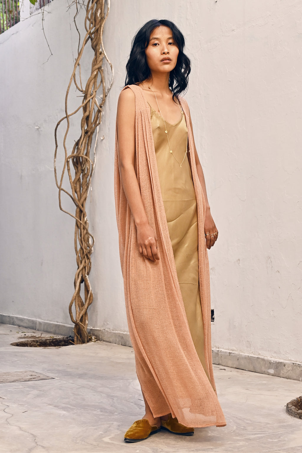 Rose Bush Fibers Hand Dyed Rose Slip Dress from Savannah Collection by the White Raven Women Clothing